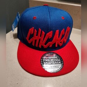 NWT Blue and Red Chicago Max Headgear Premium Snapback Hat